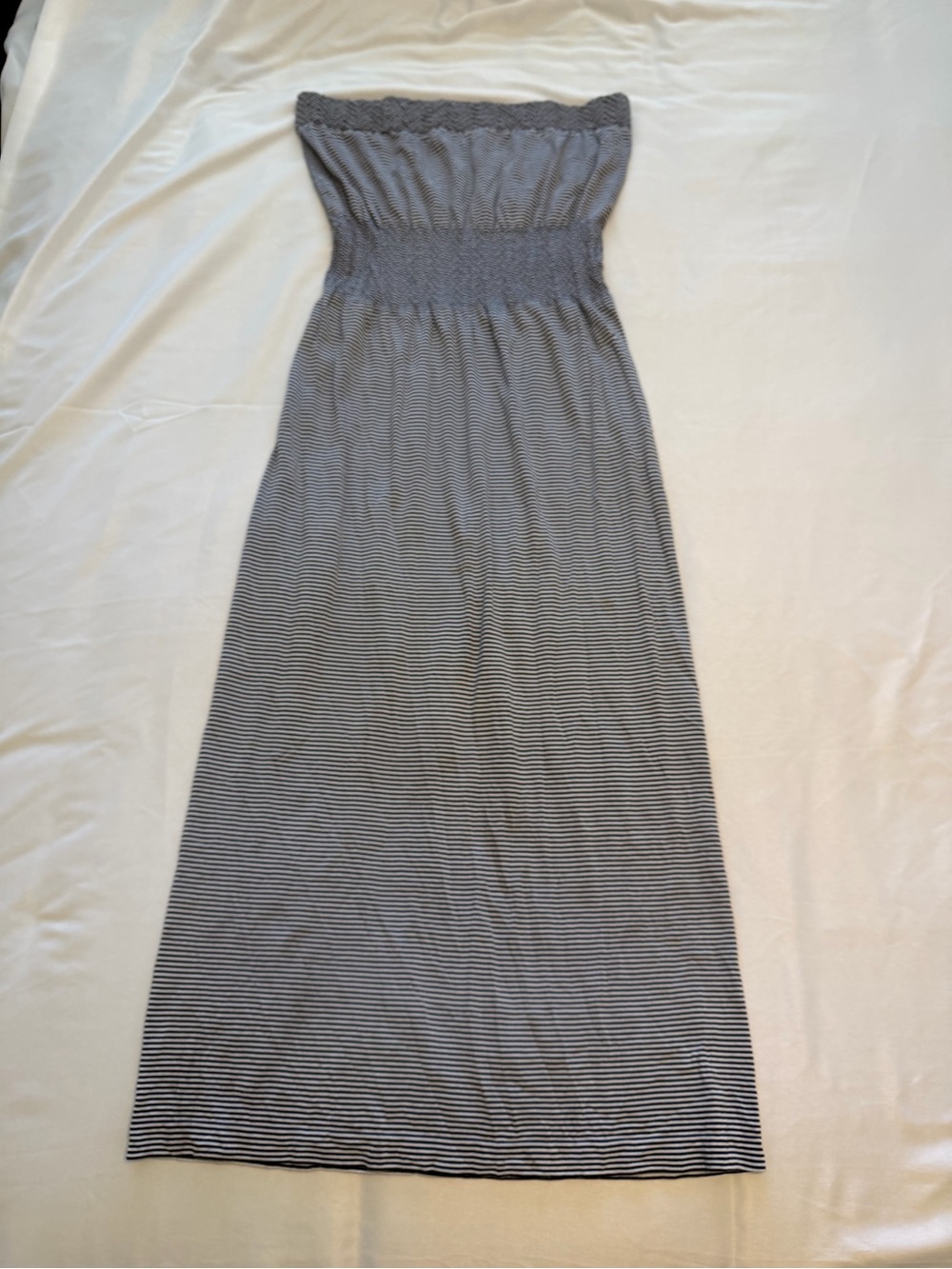 Striped Strapless Maxi Dress in Navy and White/Lark+Grey Small SKU59